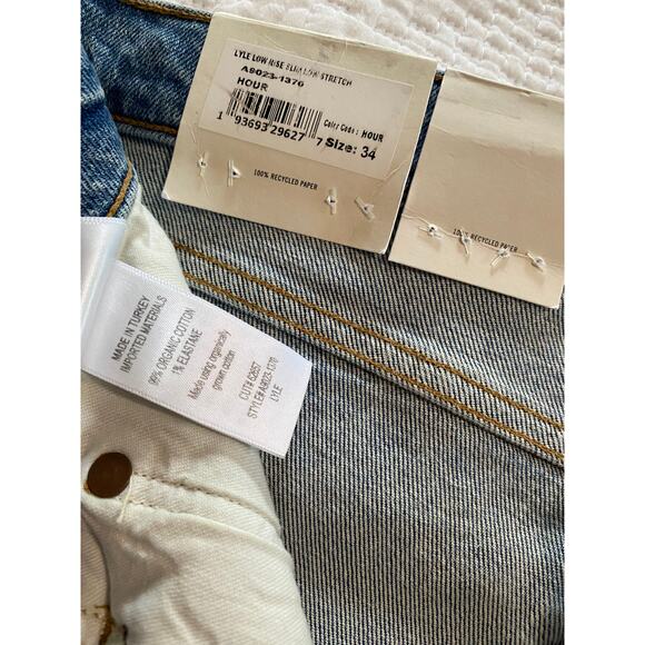 NWT AGOLDE JEANS 34 LOW RISE STRAIGHT LEG STRETCH ORGANIC COTTON SLIM BLUE DENIM - Picture 7 of 11
